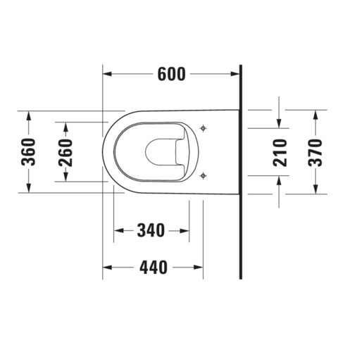 Duravit Stand-WC, Tiefspüler Me by Starck 37x60cm, 4,5 l, Abg wa, w sm HygGlaze