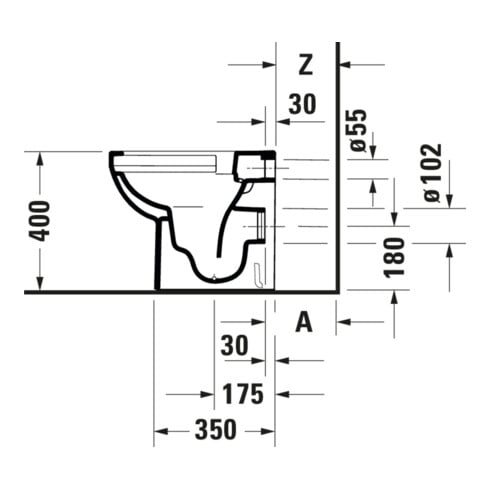 Duravit Stand-WC, Tiefspüler No. 1 Compact 37x48cm, 4,5 l, Abg. waag., riml., weiß