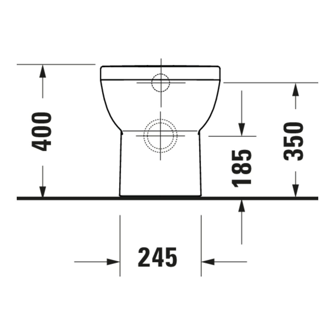 Duravit Stand-WC, Tiefspüler No. 1 Compact 37x48cm, 4,5 l, Abg. waag., riml., weiß