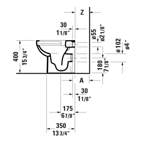 Duravit Stand-WC, Tiefspüler No. 1 Compact 37x48cm, 4,5 l, Abg. waag., riml., weiß