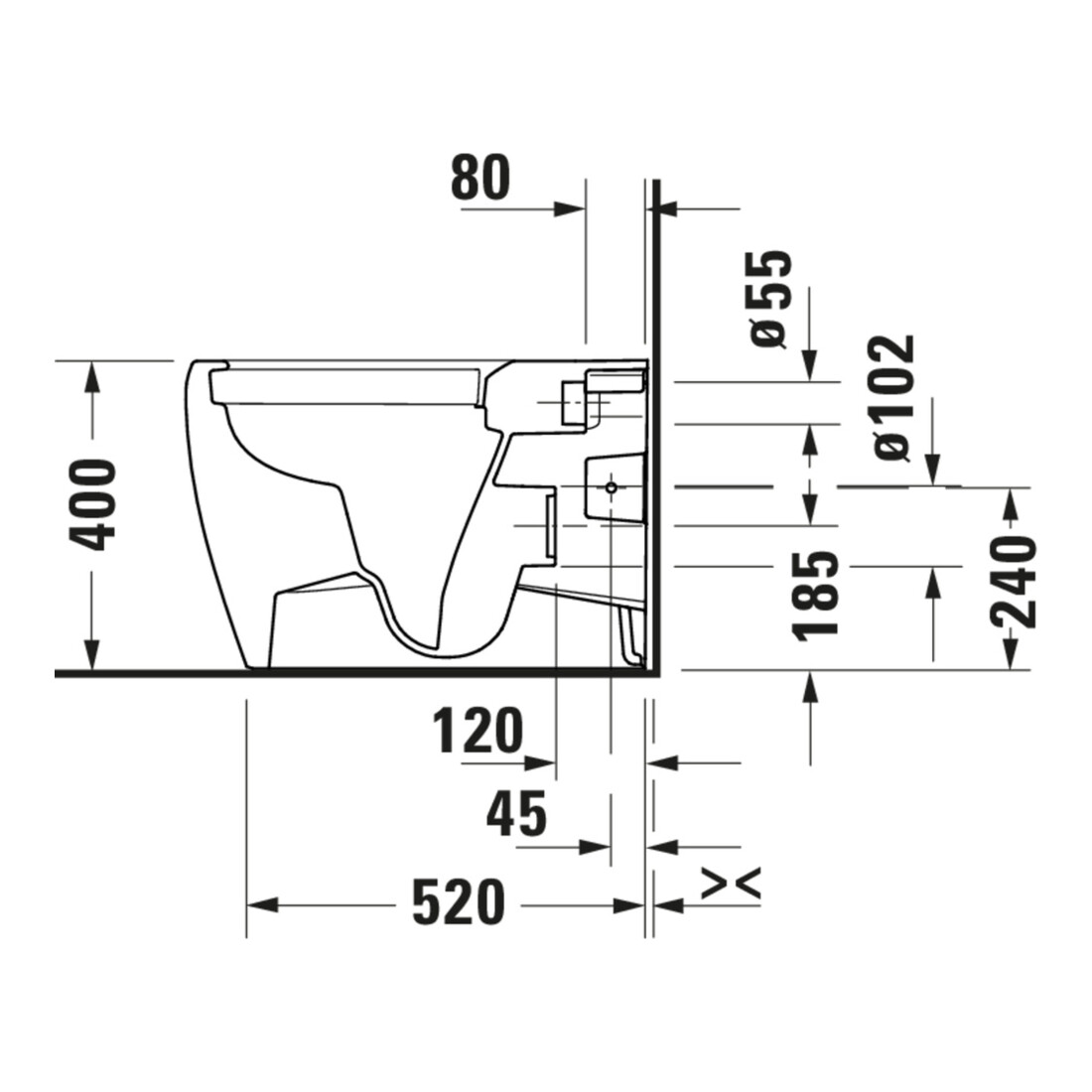 Duravit Stand-WC, Tiefspüler Qatego 39x60cm, 4,5 l, Rimless, weiß Hochglanz