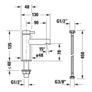 Duravit Standventil Circle Ausladung 90mm, chrom-4
