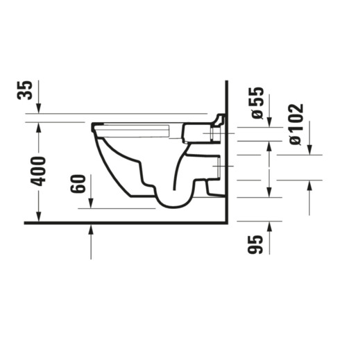Duravit Starck 3 WC suspendu, cuvette profonde 36,5x54 cm, 4,5 l, sans bride, blanc Hyg Glaze
