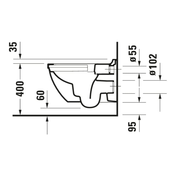 Duravit Starck 3 WC suspendu, cuvette profonde 36,5x54 cm, 4,5 l, sans bride, blanc Hyg Glaze