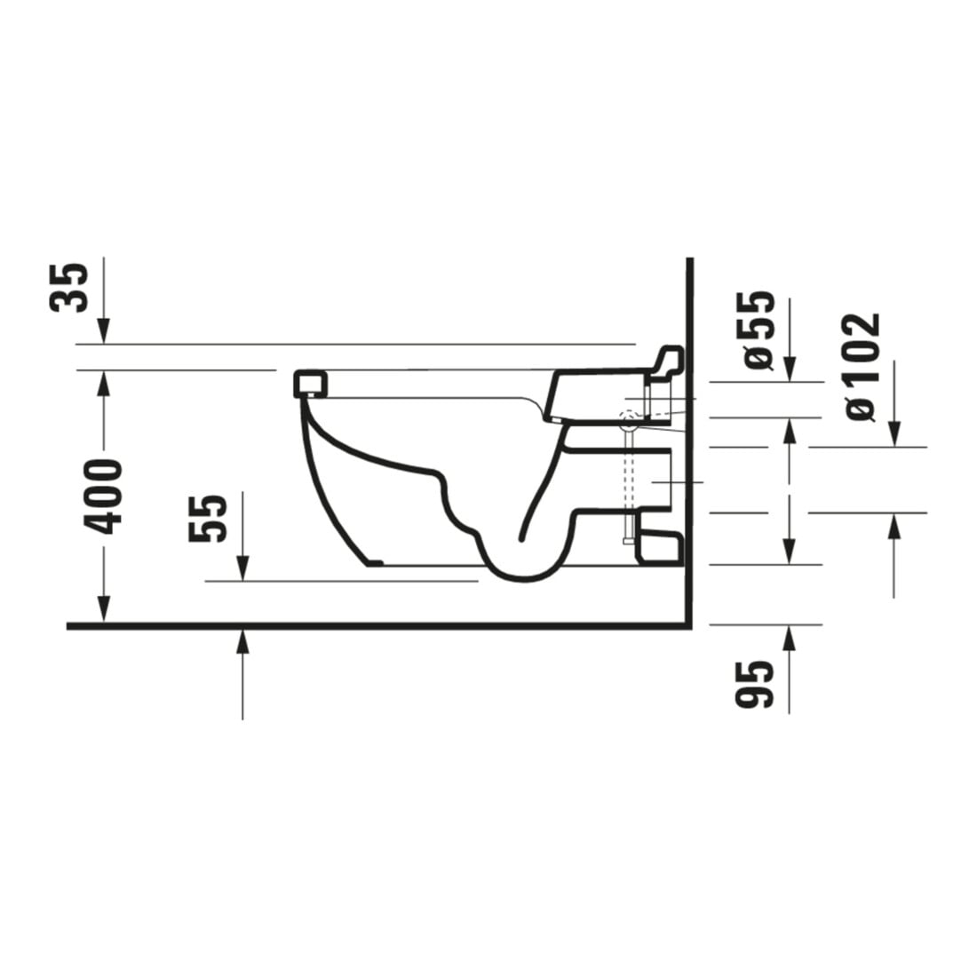 Duravit Starck 3 WC suspendu, cuvette profonde 37x62 cm, 4,5 l, fermé, blanc