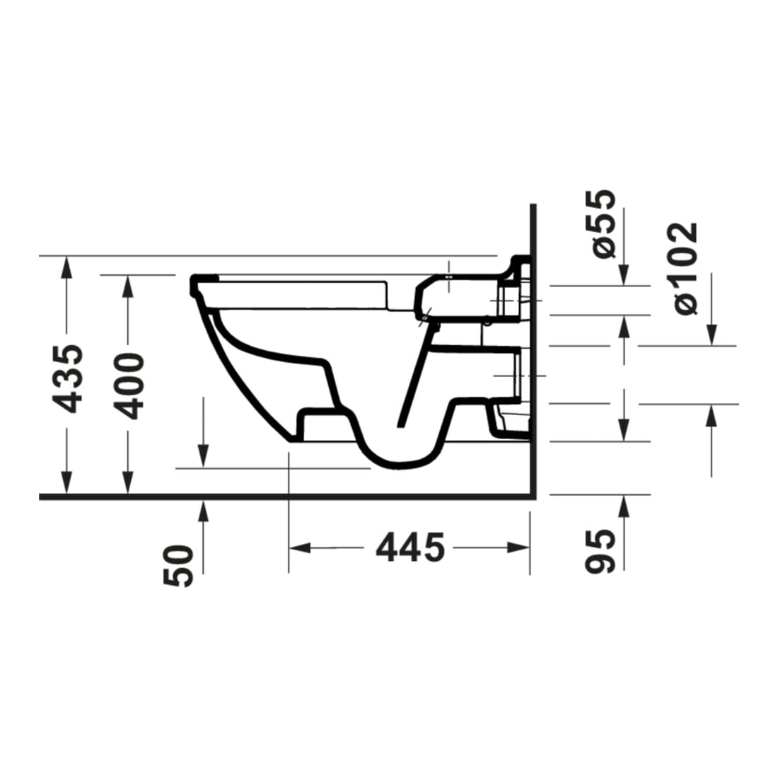 Duravit Starck 3 WC suspendu, cuvette profonde 37x62 cm, 4,5 l, sans rebord, blanc