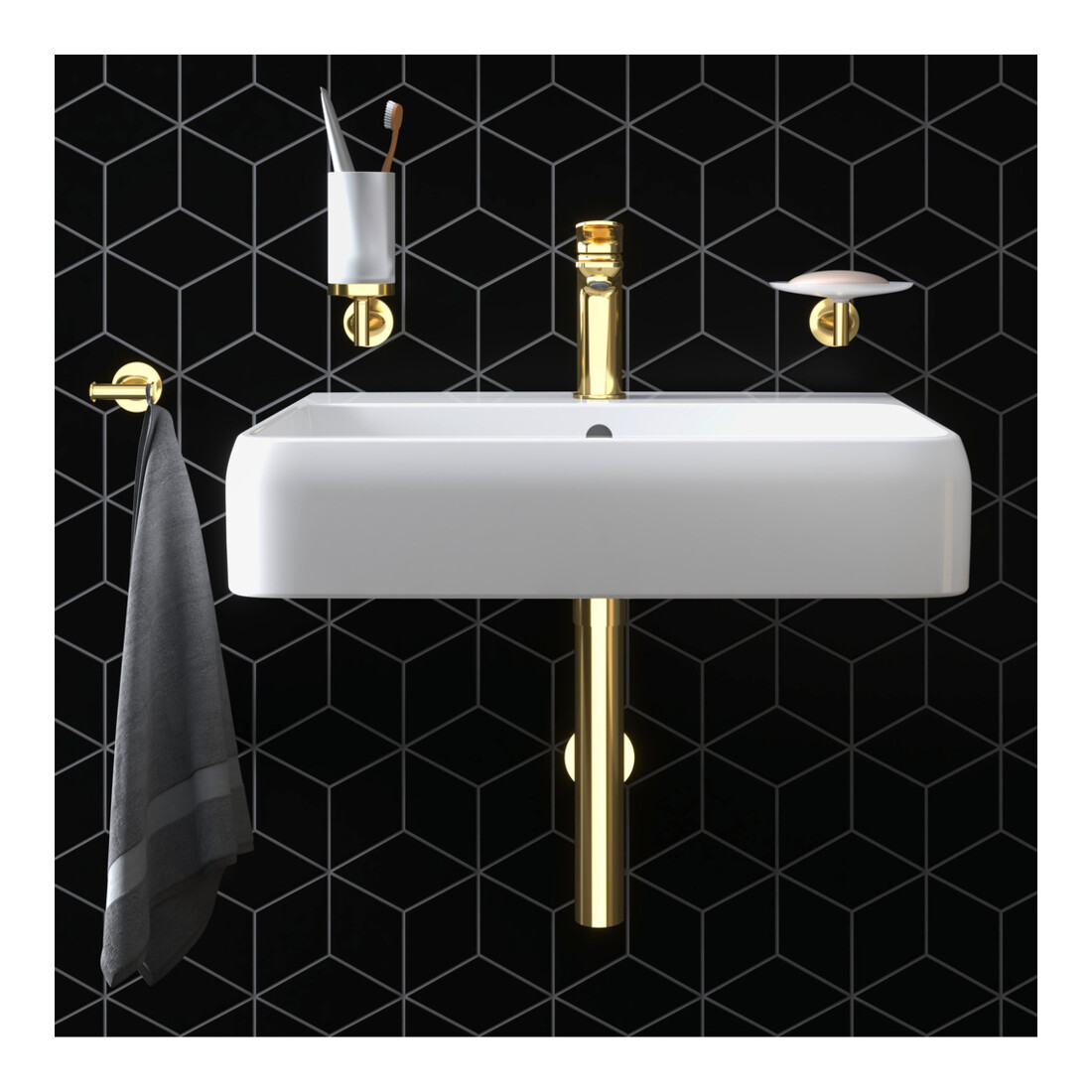 Duravit Starck T Crochet double pour serviette 6x7,6 cm, or poli