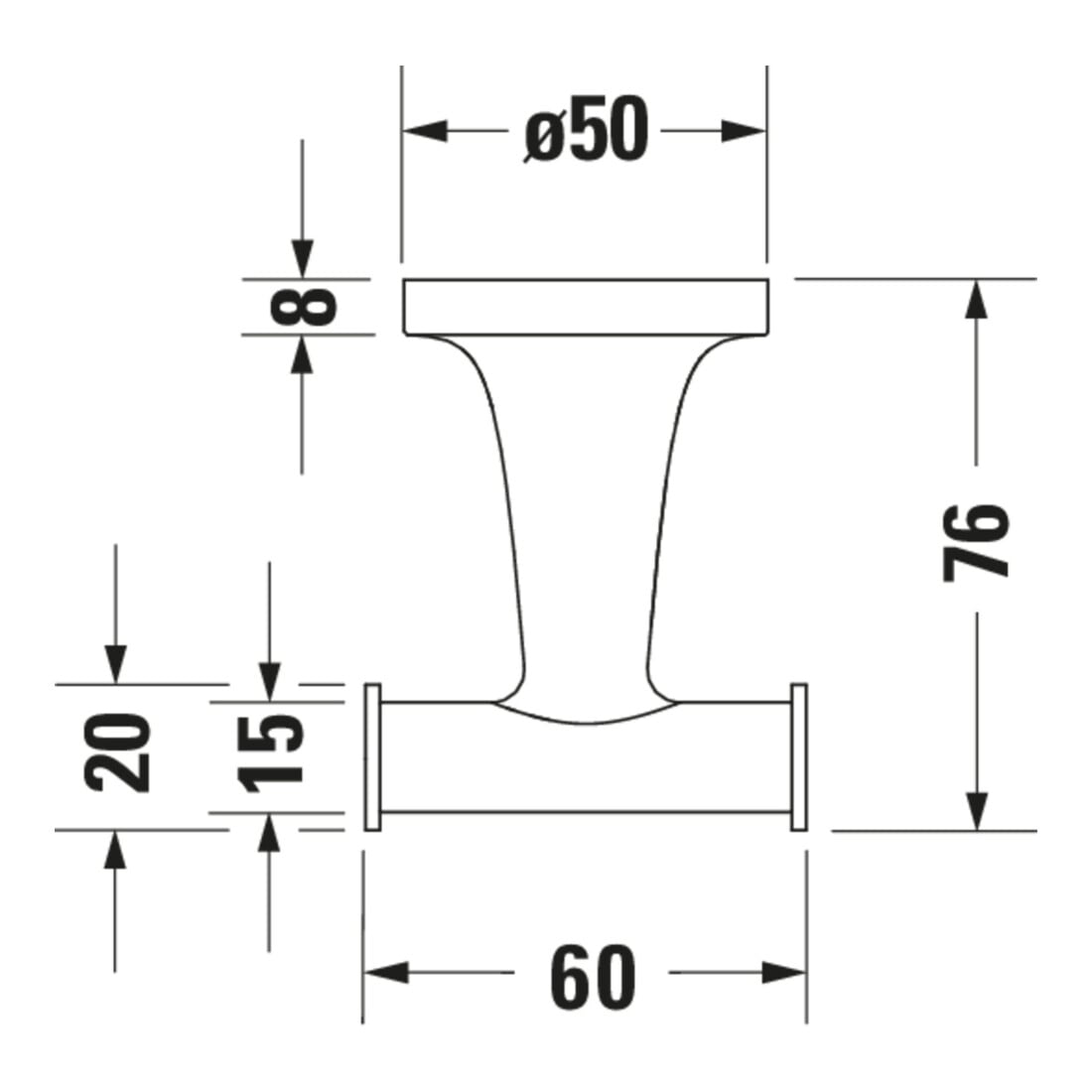 Duravit Starck T Crochet double pour serviette 6x7,6 cm, or poli