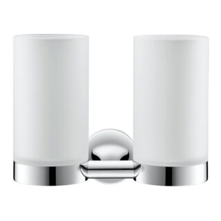 Duravit Starck T Double porte-verre mural, verre blanc mat, chrome