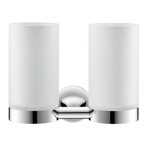 Duravit Starck T Double porte-verre mural, verre blanc mat, chrome