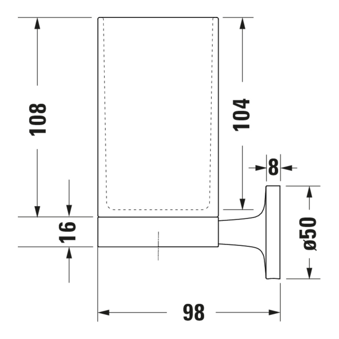 Duravit Starck T Support en verre double, mural, verre blanc mat, or poli
