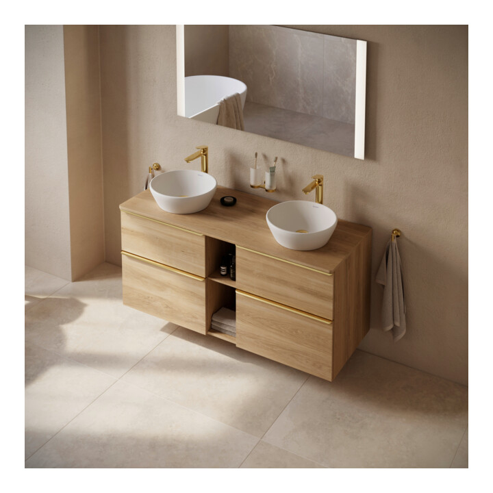 Duravit Starck T Support en verre double, mural, verre blanc mat, or poli