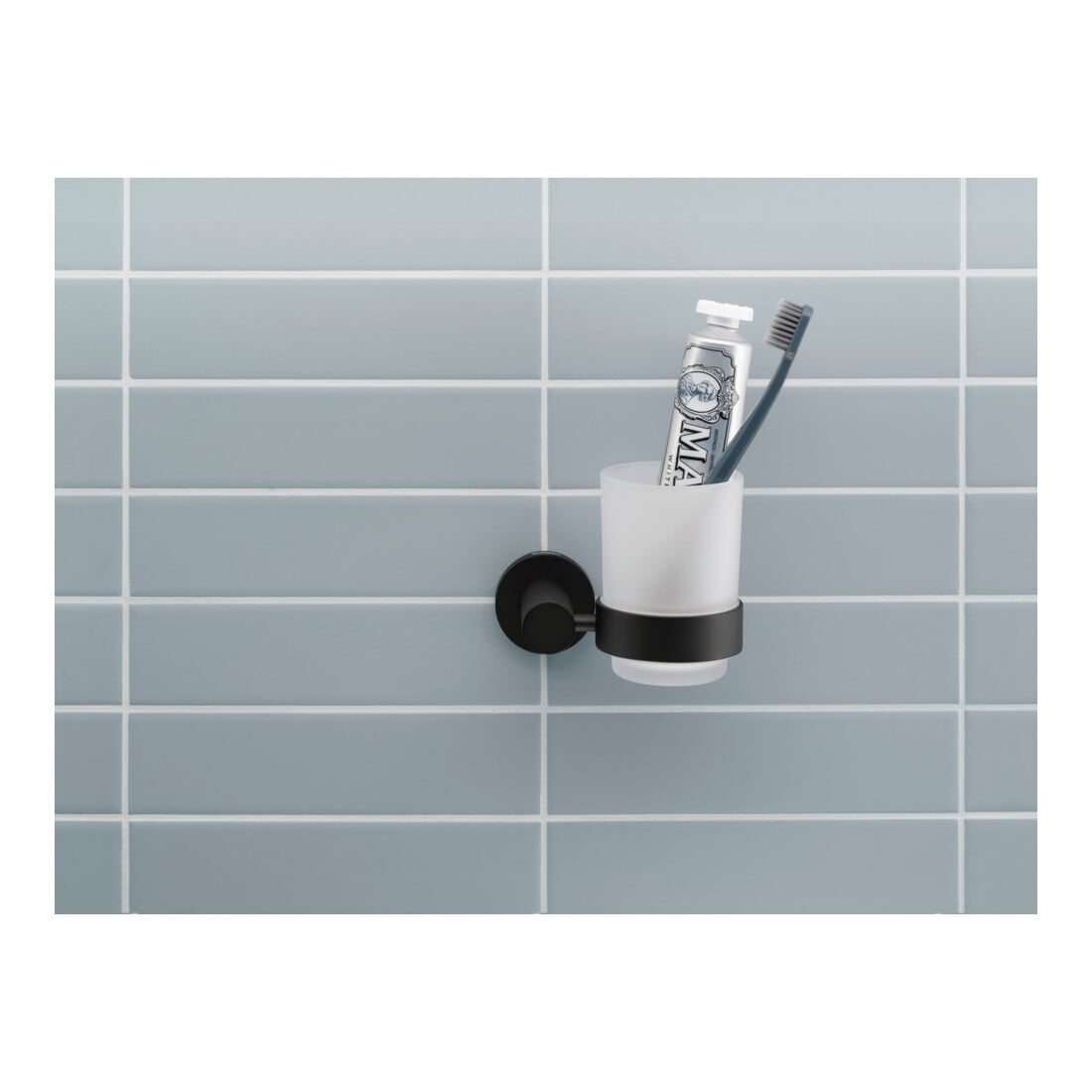 Duravit Support en verre D-Code 11,5x10,2 cm, verre dépoli, verre transparent, noir mat