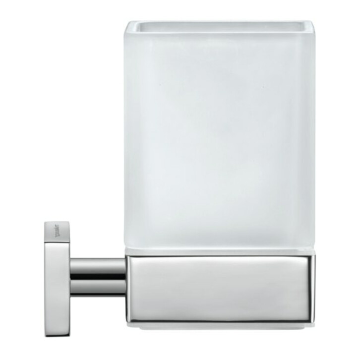 Duravit Support en verre Karree 7x10 cm, verre blanc mat, support chrome