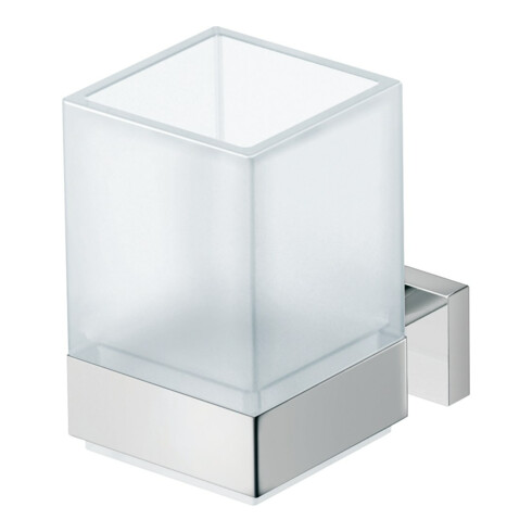 Duravit Support en verre Karree 7x10 cm, verre blanc mat, support chrome
