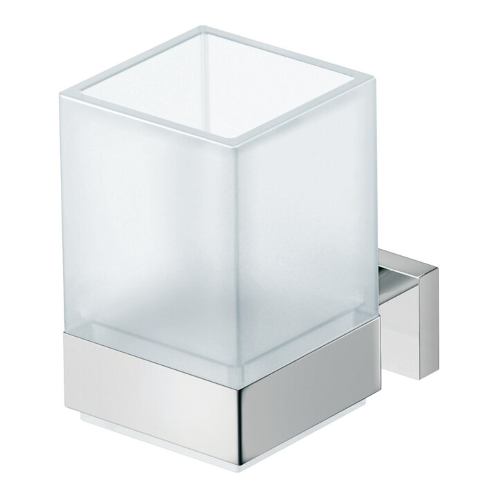 Duravit Support en verre Karree 7x10 cm, verre blanc mat, support chrome