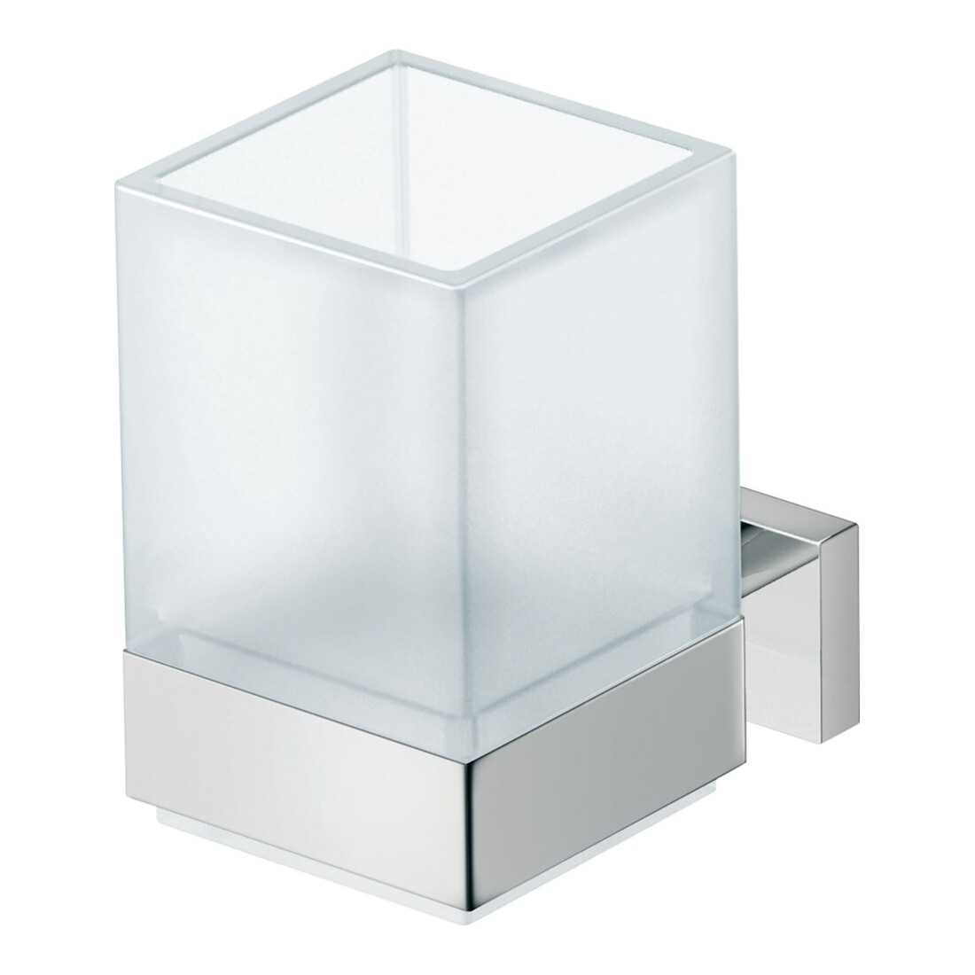 Duravit Support en verre Karree 7x10 cm, verre blanc mat, support chrome