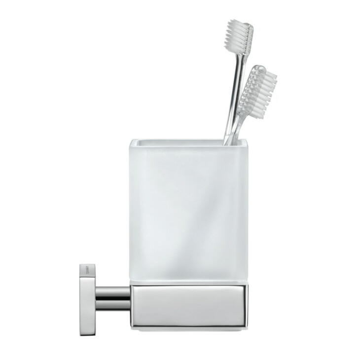 Duravit Support en verre Karree 7x10 cm, verre blanc mat, support chrome