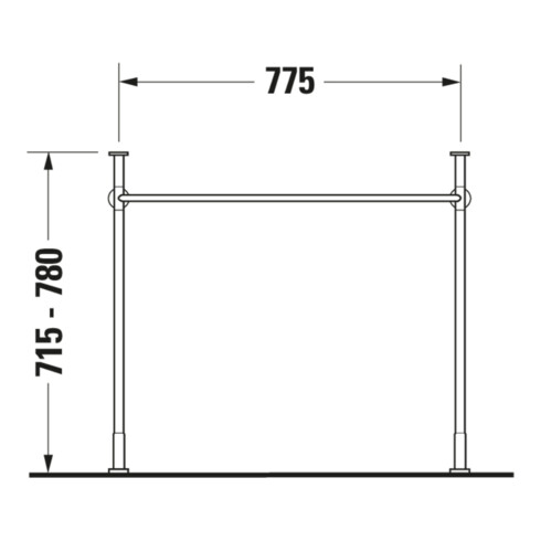 Duravit Support métallique Vero f MWT 032985, hauteur augmentée +6,5 cm, chromé