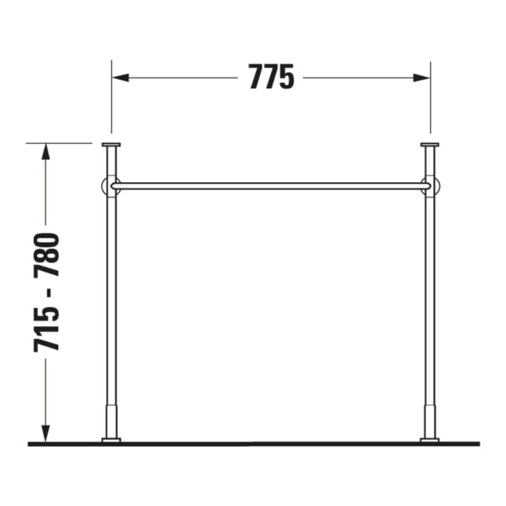 Duravit Support métallique Vero f MWT 032985, hauteur augmentée +6,5 cm, chromé