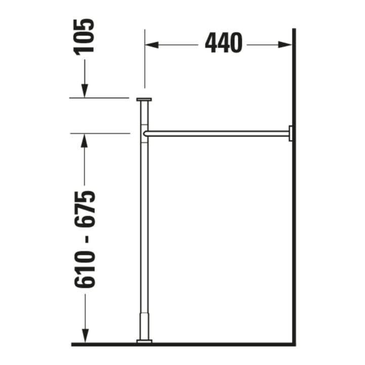 Duravit Support métallique Vero f MWT 032985, hauteur augmentée +6,5 cm, chromé