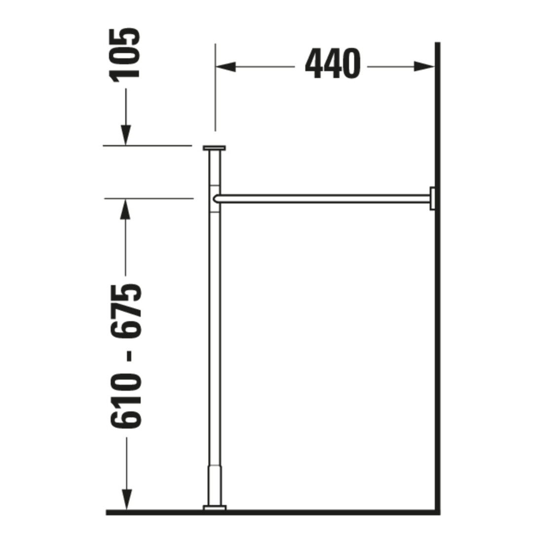 Duravit Support métallique Vero f MWT 032985, hauteur augmentée +6,5 cm, chromé