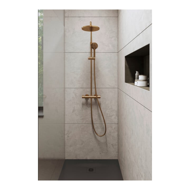 Duravit Système de douche 1000 MinusFlow Sortie 354 mm, avec thermostat, bronze brossé