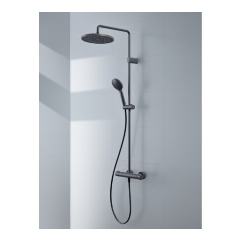 Duravit Système de douche 1000 MinusFlow Sortie 354mm, avec thermostat, noir mat