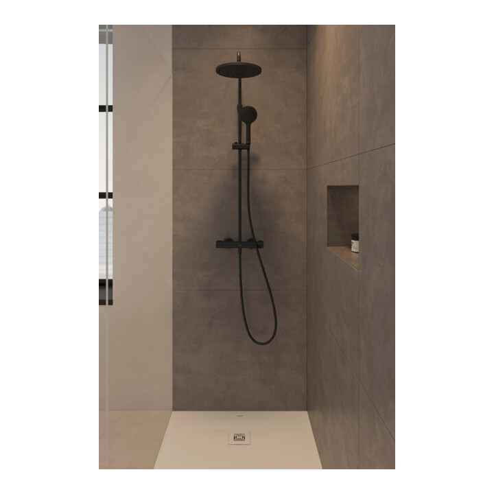 Duravit Système de douche 1000 MinusFlow Sortie 354mm, avec thermostat, noir mat