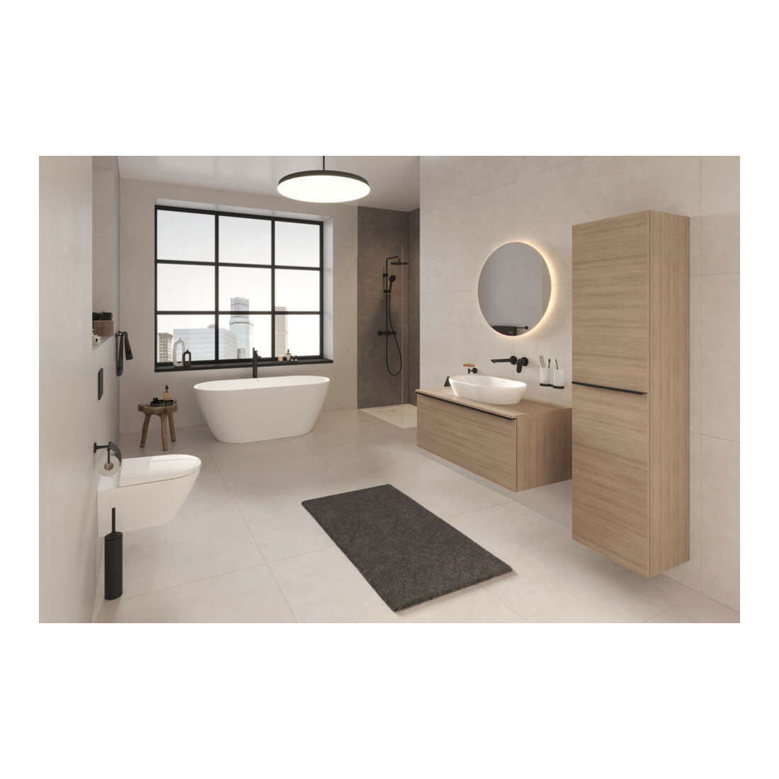 Duravit Système de douche 1000 MinusFlow Sortie 354mm, avec thermostat, noir mat