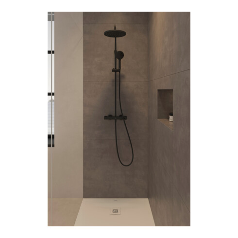 Duravit Système de douche 1000 MinusFlow Sortie 354mm, avec thermostat, noir mat