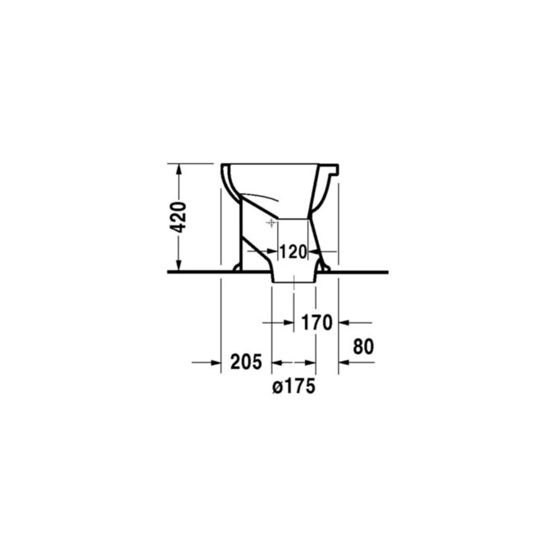 Duravit Trocken-Stand-WC Duraplus 36x46cm, für Klappenverschluss, weiß
