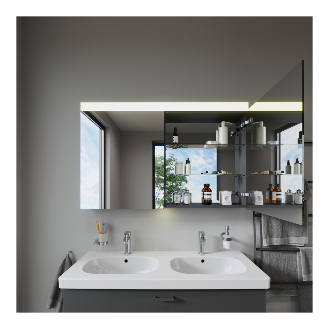 Duravit Uni Armoire Miroir Best Version 121x76x14,8 cm, 21 W, 2 Portes, LED