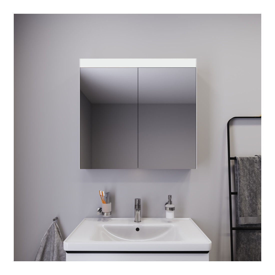Duravit Uni Armoire miroir Good Version 81x76x14,8 cm, 2 portes, LED