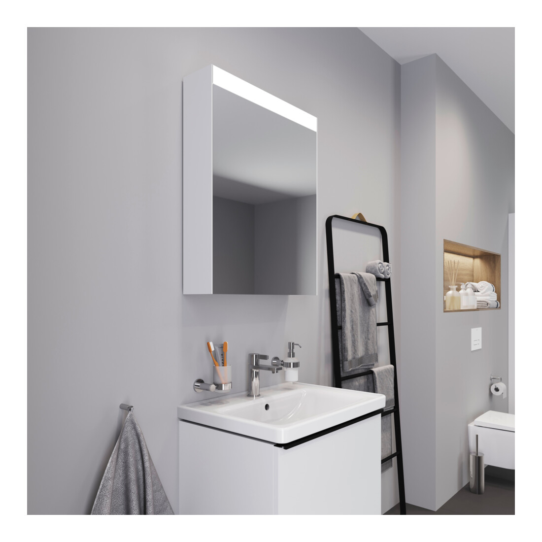 Duravit Uni-Armoire miroir Good Version Charnière gauche, 61x14,8x76cm, 1 porte, LED