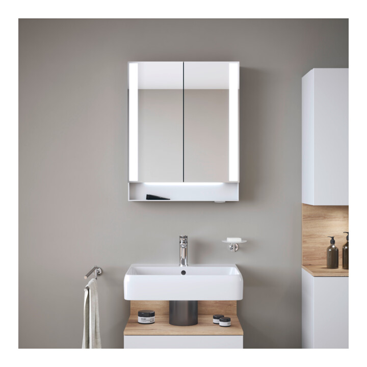 Duravit Uni Armoire miroir Type E Qatego 60x75x15,5 cm, blanc mat, 2 portes, suspendue