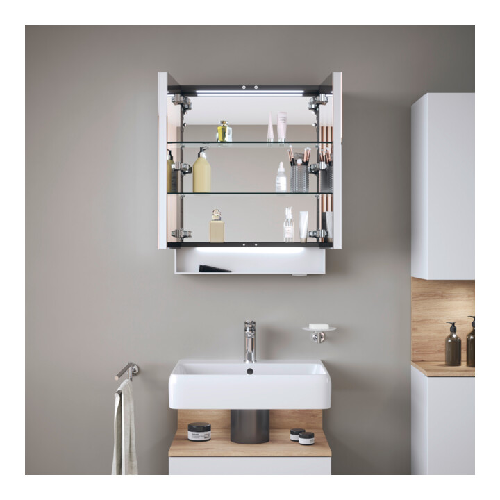 Duravit Uni Armoire miroir Type E Qatego 60x75x15,5 cm, blanc mat, 2 portes, suspendue