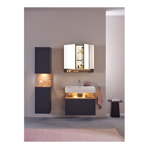 Duravit Uni Armoire miroir Type E Qatego 80x75x15,5 cm, graph ma, 2 portes, suspendue