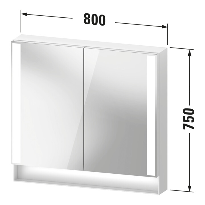 Duravit Uni Armoire miroir Type E Qatego 80x75x15,5 cm, graph ma, 2 portes, suspendue