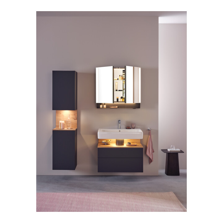 Duravit Uni Armoire miroir type E Qatego 80x75x15,5 cm, graphite, 2 portes, suspendue