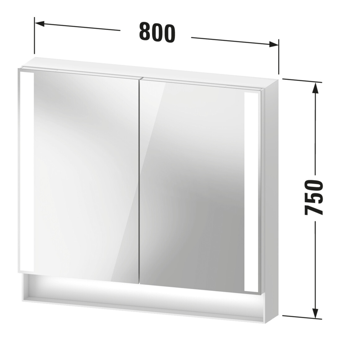 Duravit Uni Armoire miroir type E Qatego 80x75x15,5 cm, graphite, 2 portes, suspendue