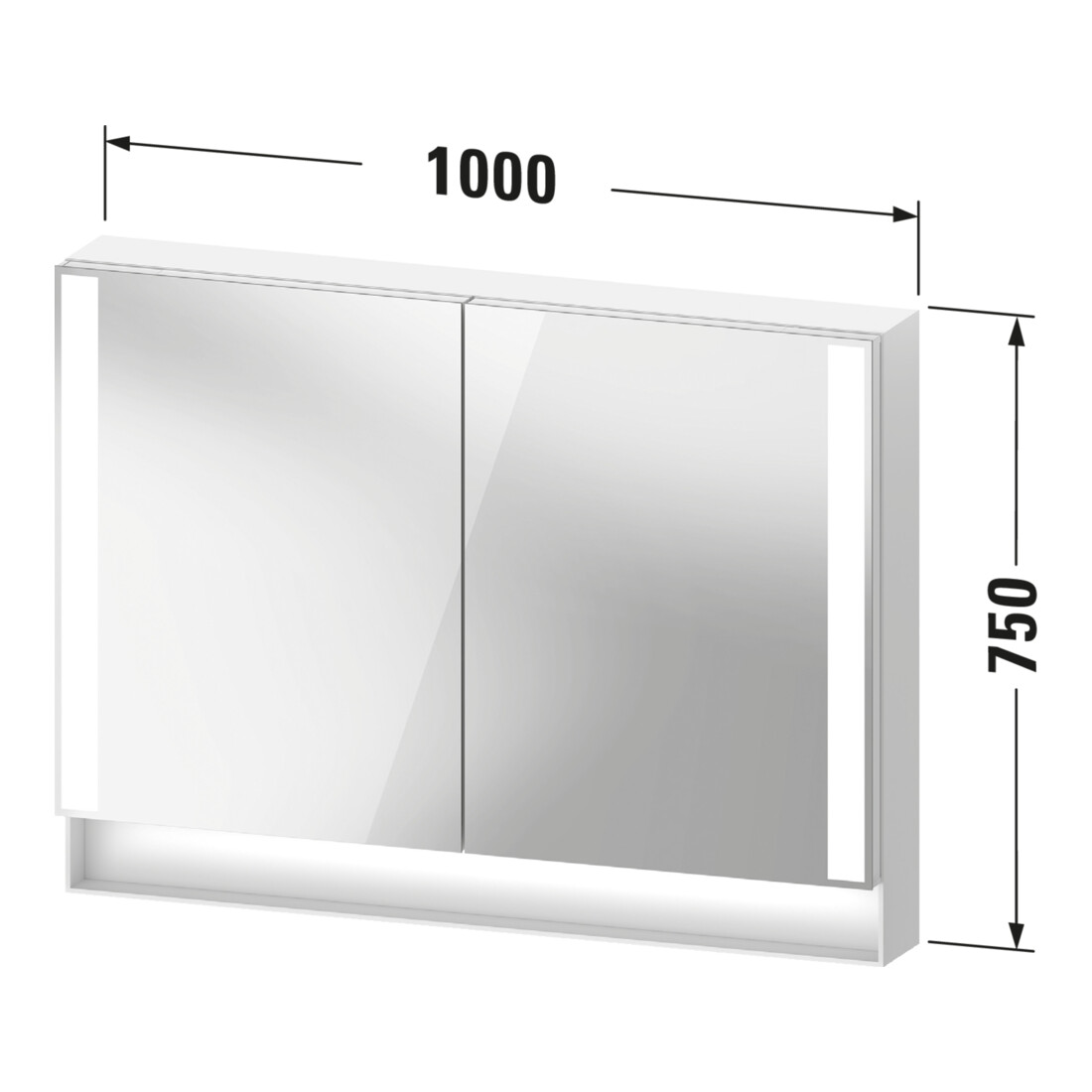 Duravit Uni Armoire miroir Type F Qatego 100x75x15,5 cm, graphite mat, 2 portes, suspendue