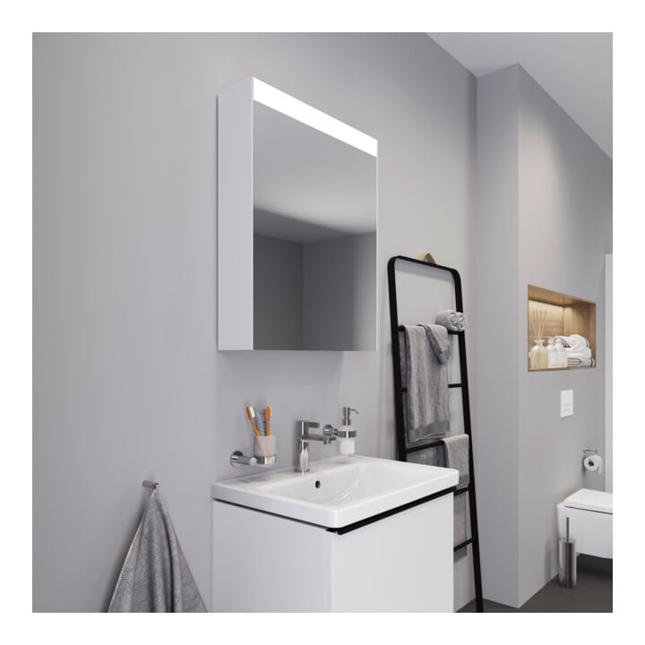 Duravit Uni Armoire miroir version lit, connexion gauche, 61x14,8x76 cm, 1 porte, 9 W, LED