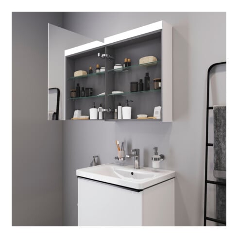 Duravit Uni Armoire miroir version lit, connexion gauche, 61x14,8x76 cm, 1 porte, 9 W, LED