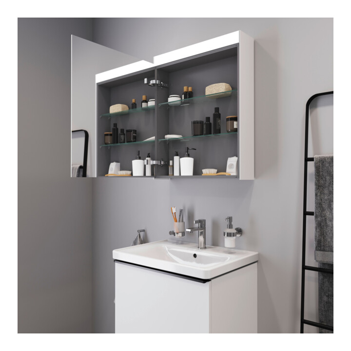 Duravit Uni Armoire miroir version lit, connexion gauche, 61x14,8x76 cm, 1 porte, 9 W, LED