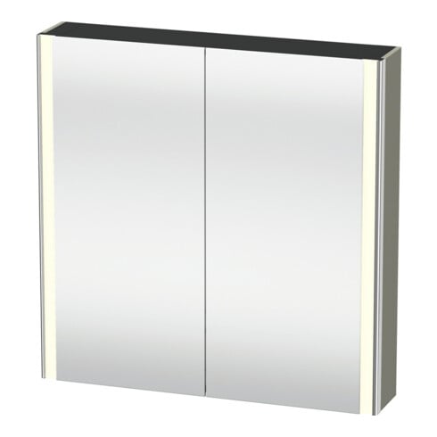 Duravit Uni-Armoire miroir XSquare 80x80x15,5 cm, argent mat, 2 portes, LED, mural