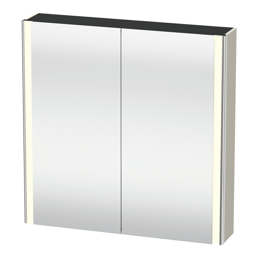 Duravit Uni-Armoire miroir XSquare 80x80x15,5 cm, Taupe, 2 portes, LED, suspendue