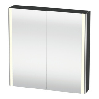 Duravit Uni-Armoire miroir XSquare 80x80x15,5cm, gris mat, 2 portes, LED, mural
