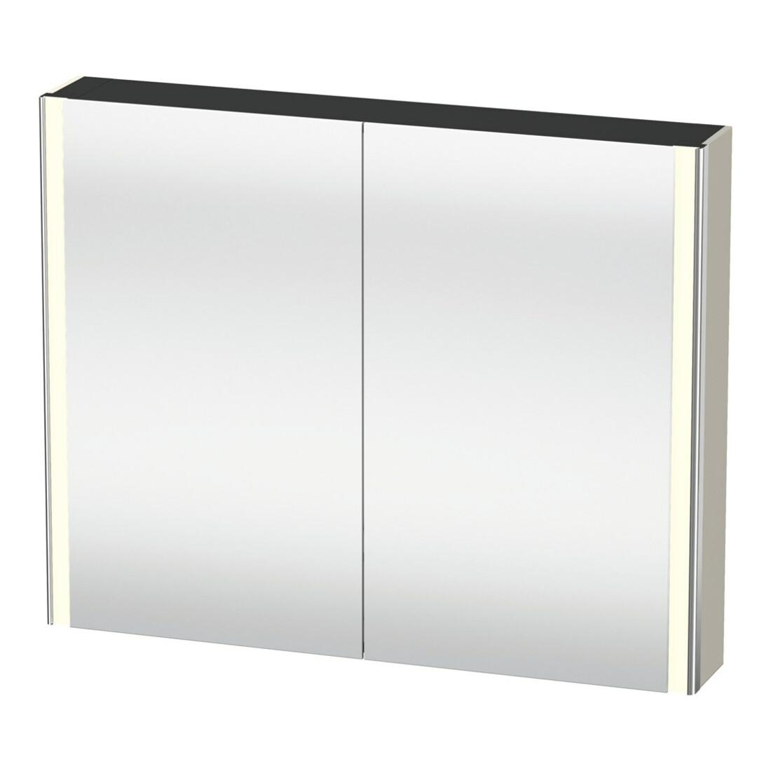 Duravit Uni-Armoire miroir XSquare avec prise 100x80x15,5 cm, Taupe, 2 portes, LED, suspendue