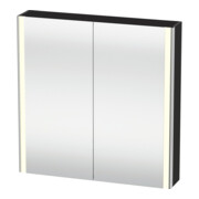 Duravit Uni-Armoire miroir XSquare avec prise F 80x80x15,5 cm, gris mat, 2 portes, LED, mural